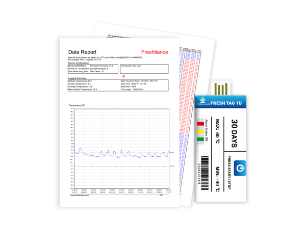 Fresh Tag 1U Disposable Low Temperature Data Logger (-40°C) Fresh Tag 1U Disposable Low Temperature Data Logger (-40°C)